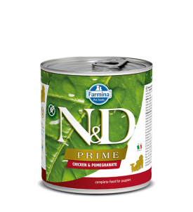 Alimento húmedo para cachorros de pollo y granada