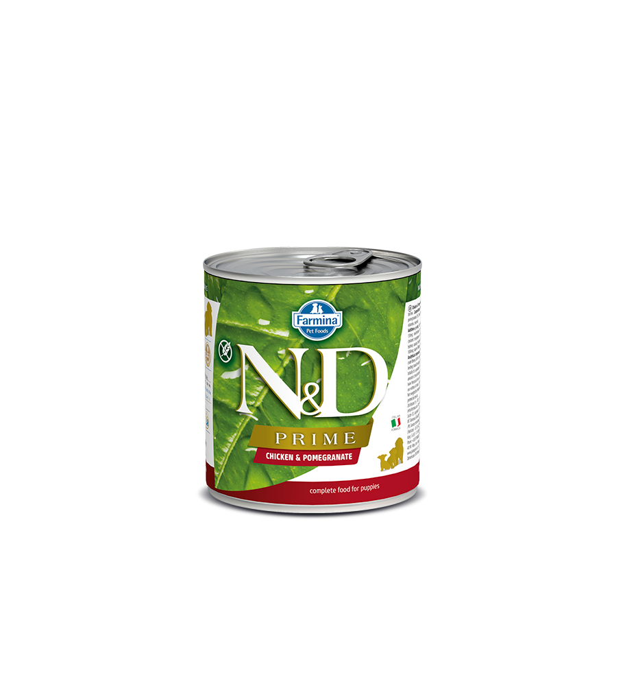 Alimento húmedo para cachorros de pollo y granada