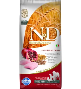 Farmina N&D Bajo en Cereales Perros Pollo, Granada, Aloe Vera, Psyllium, Cúrcuma y Té Verde