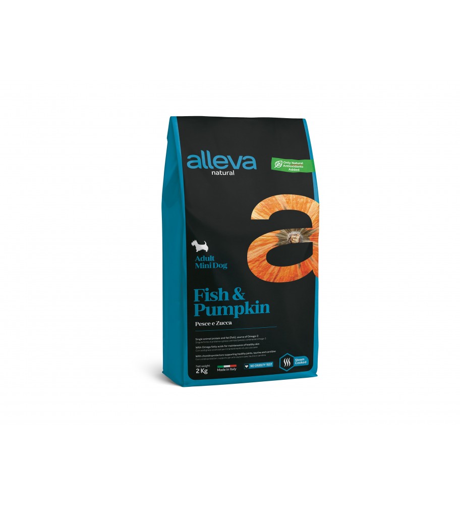 Adulto Pescado y Calabaza Mini. Alimento completo para perros adultos de talla pequeña y extra pequeña