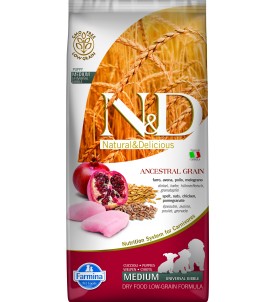 Farmina N&D Perros Bajo en Cereales Cachorros - Razas Medianas Pollo & Granada